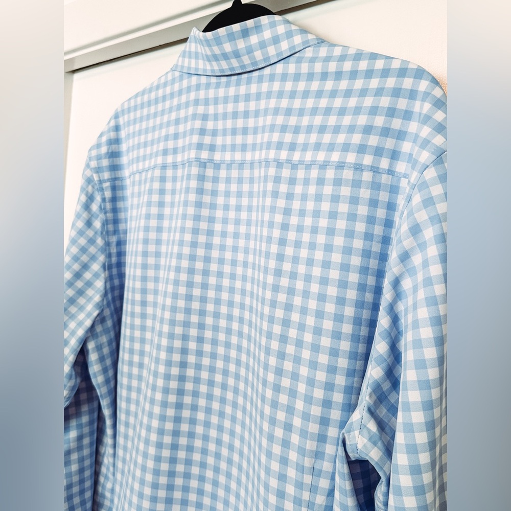 Mizzen+Main Leeward Dress Shirt in Light Blue Gingham, Size L, Classic Fit - Picture 7 of 13